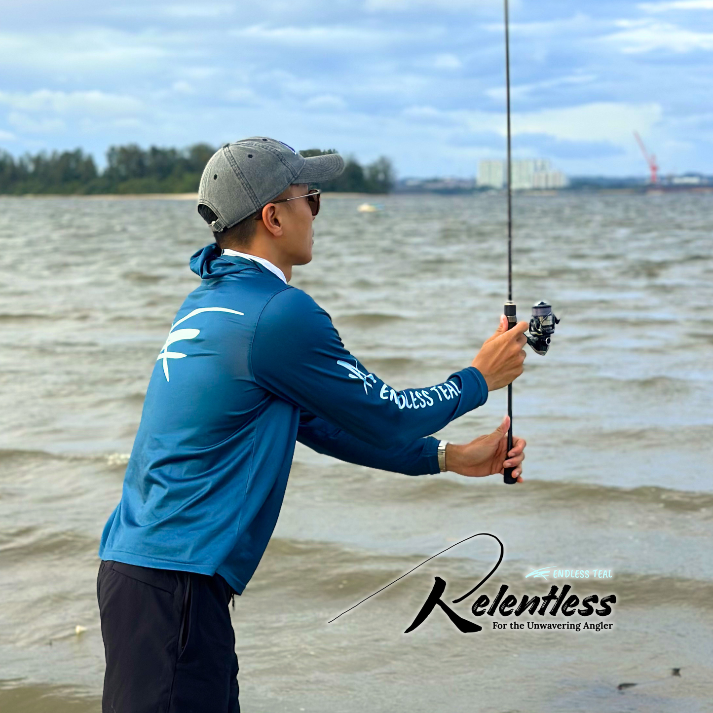 "RELENTLESS" Sun Shirt (Sea) with Hood & Buff